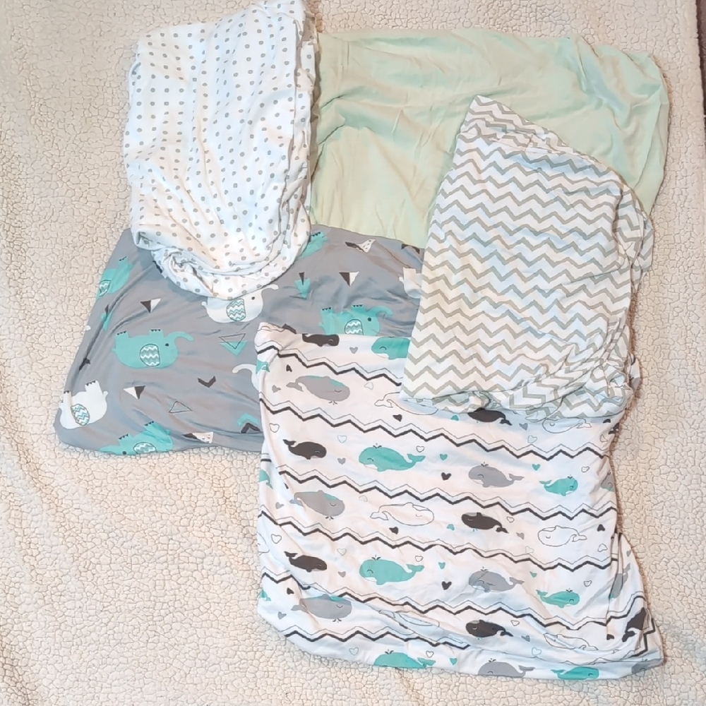 Pack N Play Patterned Bedding Sheet Set - 5 Sets Of Sheets